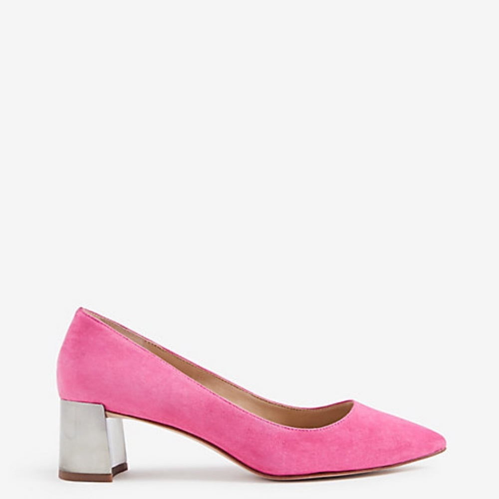 Ann Taylor Bette Suede Block Heel Pumps Pink